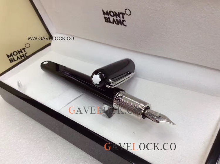 New Marc Blanc Pens Black& Silver Fountain Pen